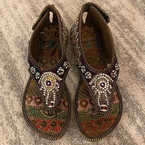 Hand crafted beaded sandals from India
